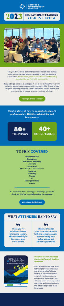 Screenshot of a Colorado Nonprofit Association email