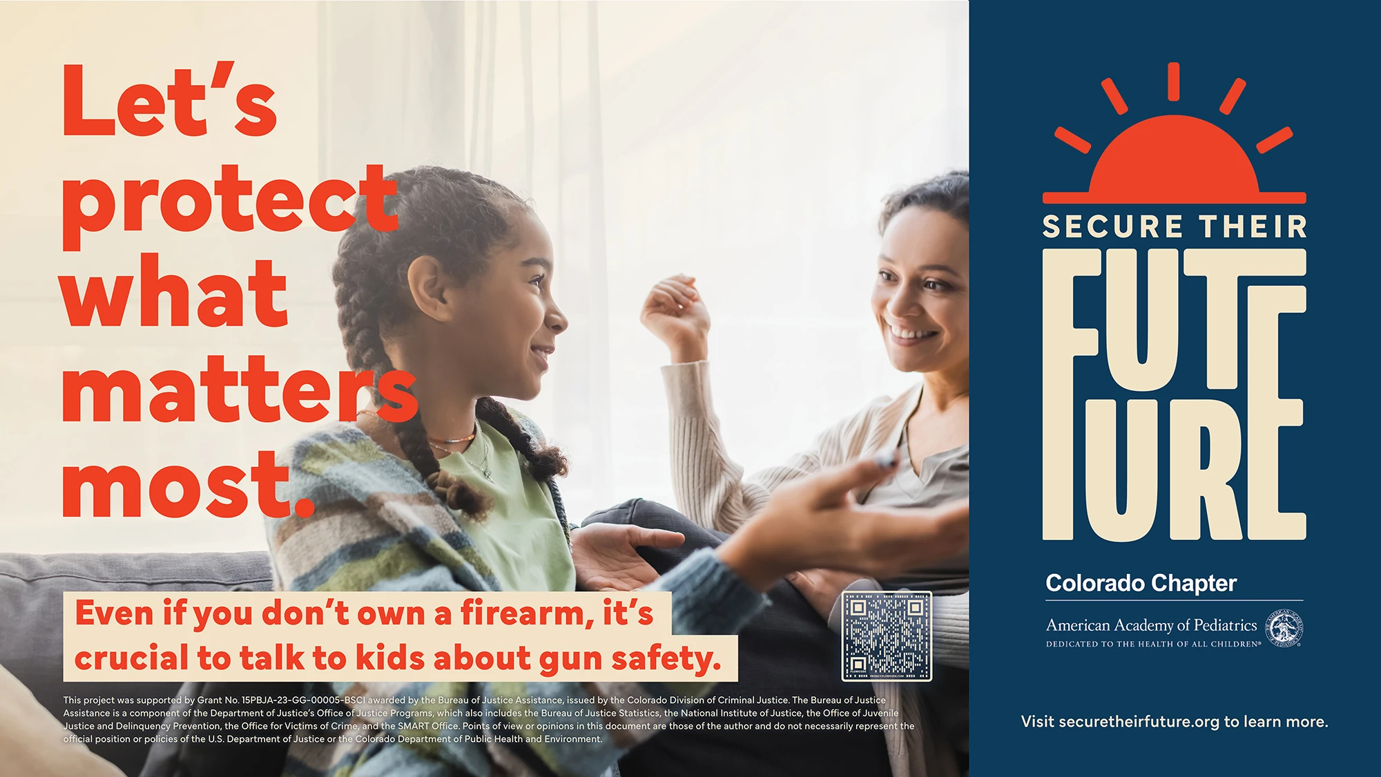 "Let's protect what matters most" over a photo of a mom and daughter talking used as a paid ad.