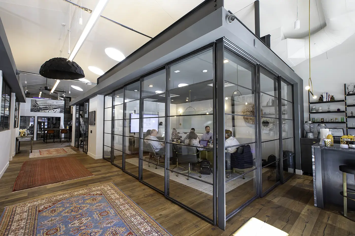 A meeting happening in the GFM|CenterTable office