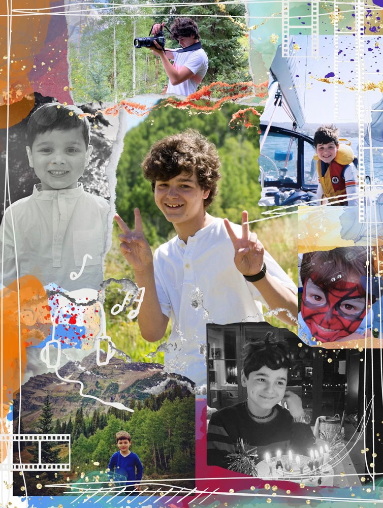 A photo collage of Sam Aden