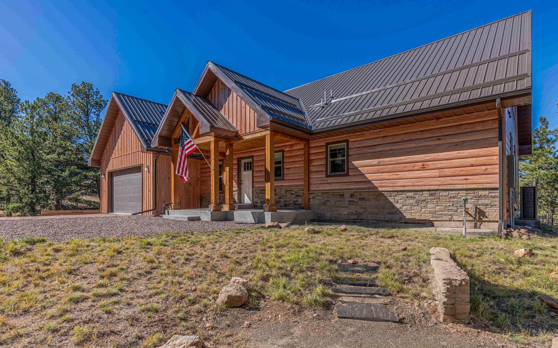 TruLog siding on a log cabin
